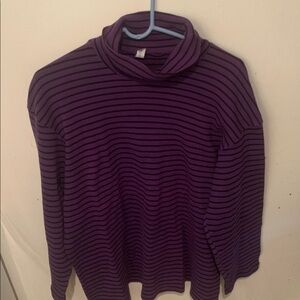 Like New Cotton Basics Purple Striped Turtleneck Sweater Canadian Made! SZ XL